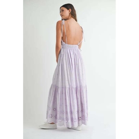 MABLE Dresses & Skirts - MABLE Eyelet Lace Maxi Dress With Side Strap Details